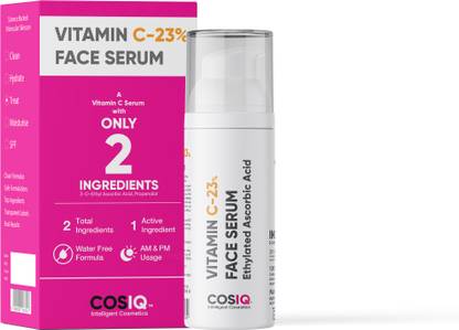 Cos-IQ Vitamin C-23% Face Serum Only 2 Ingredients 3-O-Ethyl Ascorbic Acid & Propendiol