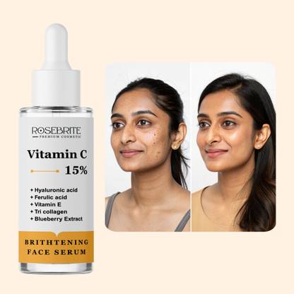 RoseBrite Vitamin C + Ferulic Acid Serum – With Hyaluronic Acid & Vitamin E to Brighten, Hydrate & Defend Against Aging