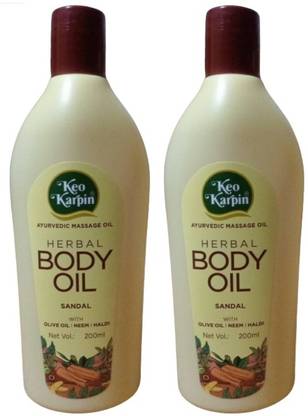 keokarpin HERBAL BODY OIL SANDAL WITH OLIVE OIL NEEM&HALDI 200ML 2PCS