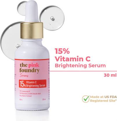 The Pink Foundry 15% Vitamin C Face Brightening Serum | for Glowing, Uneven & Dull Skin