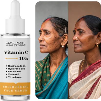 RoseBrite Vitamin C Glow Serum – Niacinamide, Tri-Collagen, HA & Ferulic Acid Work Together to Brighten & Firm Skin