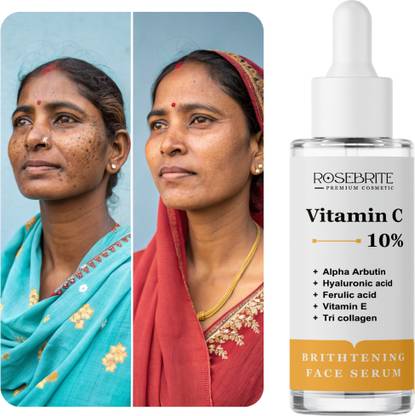 RoseBrite Vitamin C Brightening Face Serum with Skin Rejuvenating Actives for Wrinkle Repair & Even Skin Tone Boost