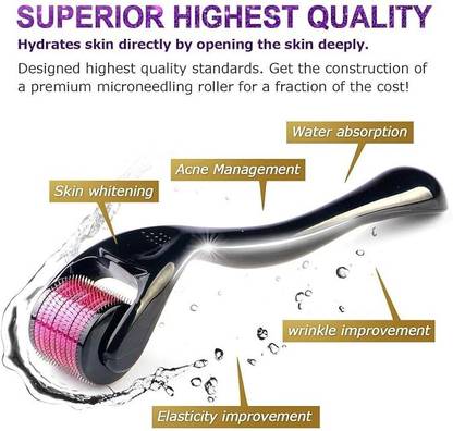 SV Derma Roller (0.5mm, 1mm,with 540 Titanium Needles For Scalp, Face and Beard