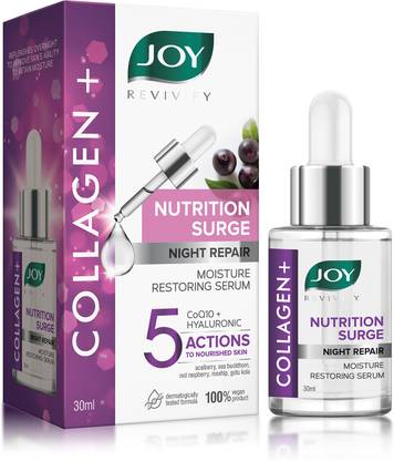 Joy Revivify Collagen+ Nutrition Surge Night Repair Moisture Restoring Serum | With CoQ10+Hyaluronic | Face Serum