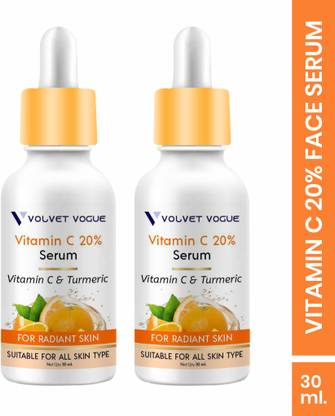 VOLVET VOGUE Volvet Vogue Vitamin C 20% Face Serum for Dull Skin & Dark Spots | Brightening & Anti-Aging Face Serum for Men & Women | Evens Skin Tone & Boosts Radiance | Suitable for All Skin Types | Pack of 2 (200ml x 2)