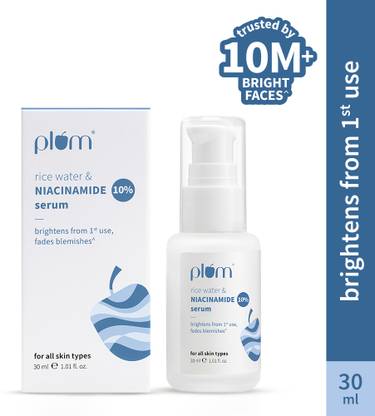 Plum 10% Niacinamide & Rice Water Face Serum For Clear & Bright Skin | Dermat-Tested
