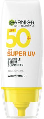 Garnier Bright Complete SPF 50 PA+++ for UVA/B Invisible Serum Sunscreen for Broad Spectrum with No White Cast Vitamin C + Air-Lock