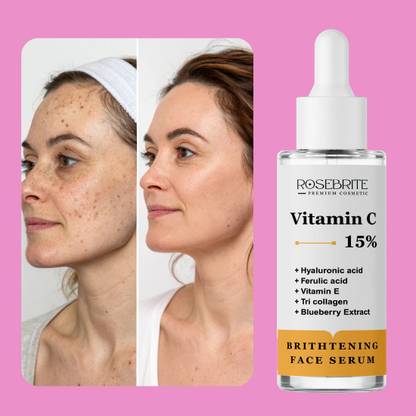 RoseBrite Daily Vitamin C Serum – Hydrates Skin, Restores Barrier & Fights Damage with Ferulic Acid, Vitamin E & Hyaluronic Acid