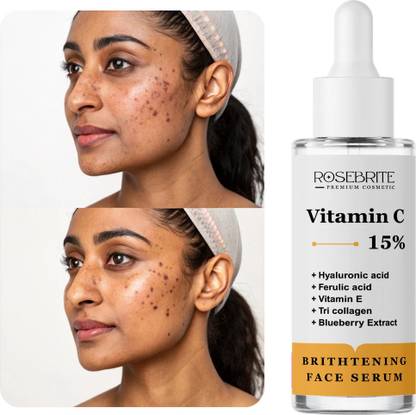 RoseBrite Vitamin C Serum with Hyaluronic & Ferulic Acid – Deeply Hydrates, Brightens & Softens Skin with Antioxidant-Rich Formula
