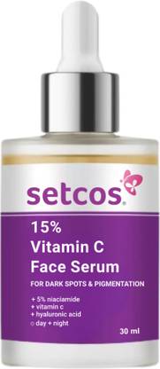 SETCOS 15% Vitamin C Face Serum with 5% Niacinamide & Hyaluronic Acid For Face Glowing