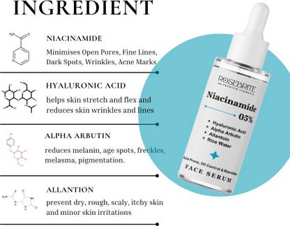RoseBrite Even Tone Face Serum with Niacinamide 5%, Alpha Arbutin & Hyaluronic Acid to Reduce Acne Marks and Dark Pigmentation
