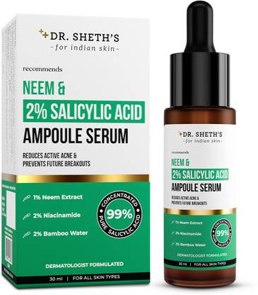Dr. Sheth’s Neem & 2% Salicylic Acid Ampoule Serum | For Acne-Free, Clear & Radiant Skin