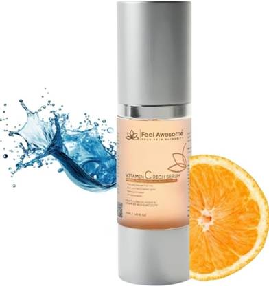Feel awesome Vitamin C Rich serum for Glowing and Radiant Skin | Targets Dark Spots, Hyperpigmentation and Uneven Skin tone | Silicone and Paraben Free
