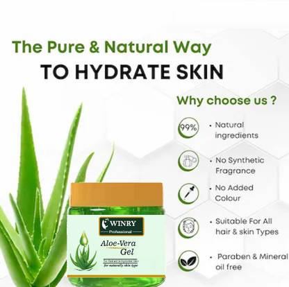 winry Natural aloe vera gel for face, hair & skin moisturiser