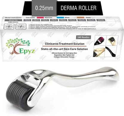 Epyz Derma Roller With 540 Needle Skin Roller [ Silver Handle , 0.25mm ]