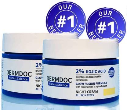 DermDoc Kojic Acid Night Cream Pack of 2 – Brightening & Repair  (100 g)