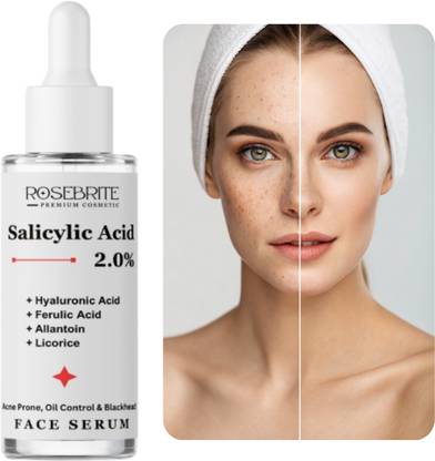 RoseBrite Deep Pore Cleansing Face Serum – Salicylic Acid with Hyaluronic & Ferulic Acid Removes Dirt, Oil & Dead Skin Cells for Clear, Refined Skin Texture