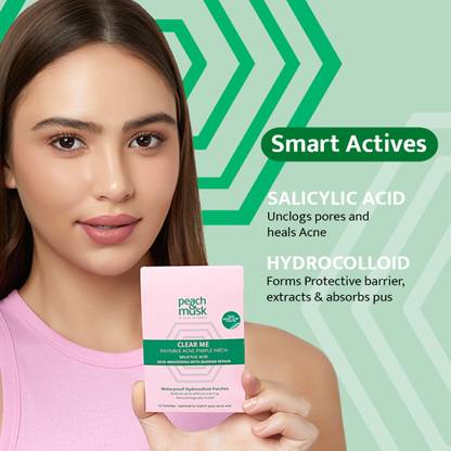 Peach and Musk Clear Me Invisible Acne Pimple Patch, Waterproof Hydrocolloid Patches | Reduces Acne without Scarring | Dermatologically Tested | 12 Patches