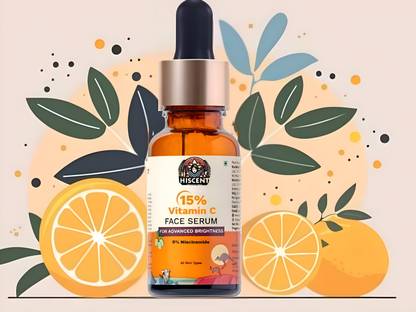 Hiscent Brightening Face Serum with 15% Vitamin C, Ferulic Acid & Kakadu Plum | Suitable for All Skin Types