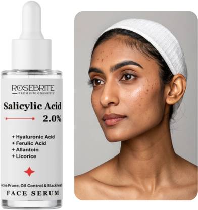RoseBrite Gentle Oil Control Salicylic Acid Face Serum with Hyaluronic Acid, Ferulic Acid, Allantoin & Licorice for Healthy Skin