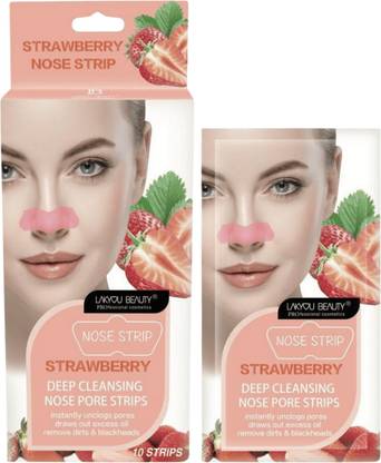 Lakyou Beauty Strawberry Nose Pore Strips | Unclogs Pores | Removes Dirt & Blackheads