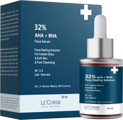 Le’Corise 32% AHA + BHA Peeling Solution Helps to Deeply Exfoliate and Gives Glow to Skin, Reduces Fine Line and Wrinkles, Reduces Pigmentation and Evens the Skin Tone | For 10 Min Weekend Exfoliation For Men and Women All Skin Type |