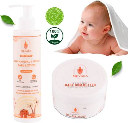 Mevasa Natural Baby Lotion & Rash Cream Set | Soothes & Protects Skin
