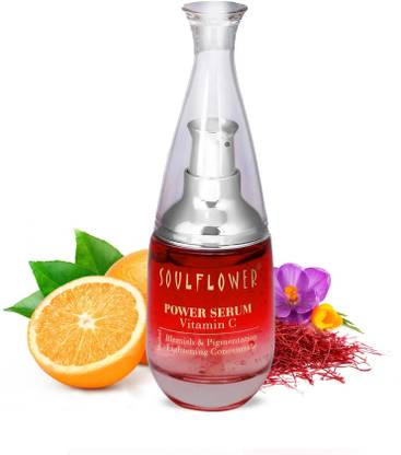 Soulflower Herbal Vitamin C 20% Power Serum, Blemish & Pigmentation Lightening Concentrate 40ml, 100% Premium & Pure, Natural & Undiluted, For Oily Skin, Skin Brightening, Dark Spots