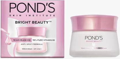 POND's Bright Beauty Day Cream 14g , Non-Oily, Mattifying Daily Face Moisturizer, SPF 15 - With Niacinamide to Lighten Dark Spots for Glowing Skin