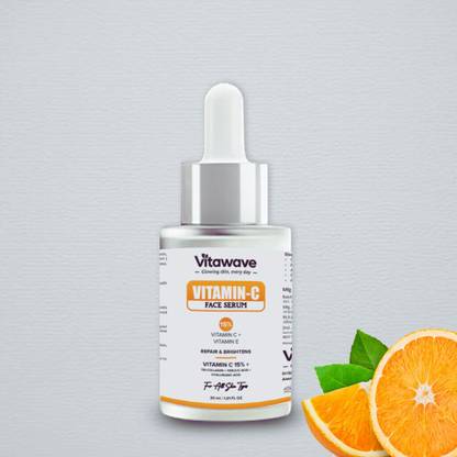 vitawave 15% Vitamin C Serum with Hyaluronic Acid & Tri-Collagen Vita C+E | Water-Based Serum for Skin Brightening | Suitable for All Skin | For Men and Women b