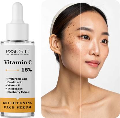 RoseBrite Bright & Even Tone Serum – With Vitamin C, Ferulic Acid & Hyaluronic Acid to Fade Pigmentation, Dark Spots & Discoloration