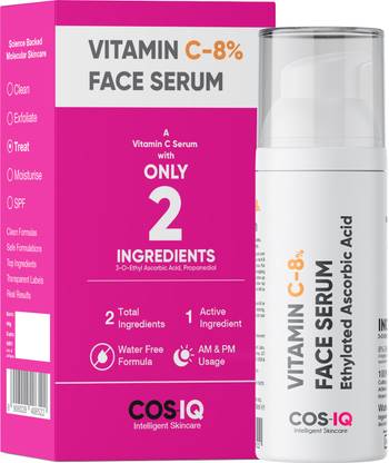 Cos-IQ Vitamin C-8% Face Serum Protects Against, Wrinkles, Fine Lines (30 ml)