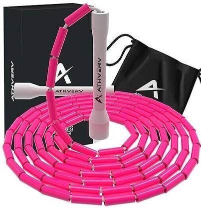 ATHVERV Freestyle Beaded Jump Rope, Skipping Rope for Tricks and Releases (Pink) Weighted Skipping Rope