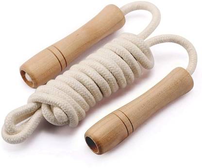 Black Mountain Wooden Handle Adjustable Cotton Rope For Men & Women Jumping Rope Freestyle Skipping Rope