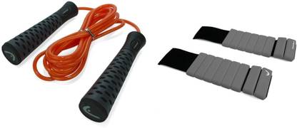 Head Skipping Rope & Wrist/Ankle Weights | 3M Rope, 2x1Kg Adjustable Freestyle Skipping Rope