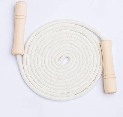 HOUSE OF COMMON Jump Rope for Kids Wooden Handle Adjustable Cotton Braided Fitness Freestyle Kids Skipping Rope