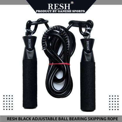 Resh Black adjustable Ball Bearing Skipping Rope