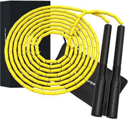 ATHVERV Freestyle Beaded Long Handle Jump Rope, 1 Inch Beaded Skipping Rope for Tricks Speed Skipping Rope