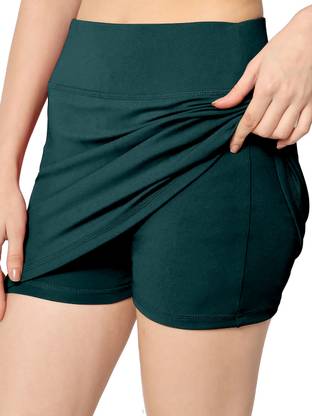 Mehrang Solid Women Pencil Dark Green Skirt
