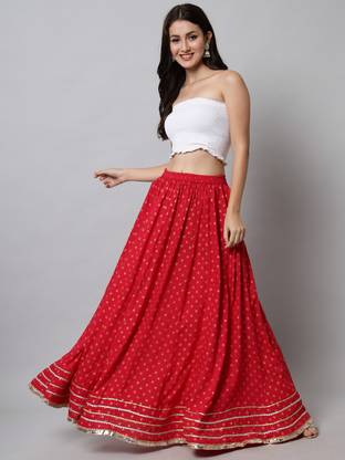 NYPA Printed Women Flared Pink Skirt