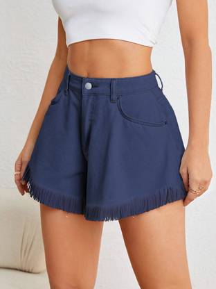 KOTTY Solid Women Regular Blue Skirt