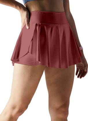 Mehrang Solid Women Skorts Pink Skirt