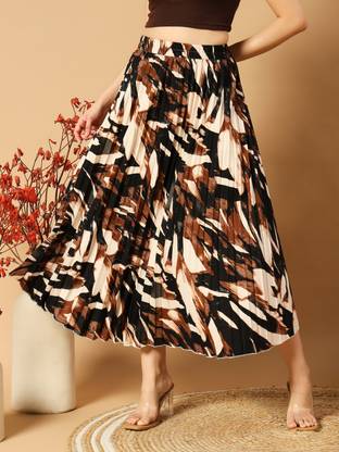 ZWERLON Abstract Women A-line Dark Green, Multicolor Skirt