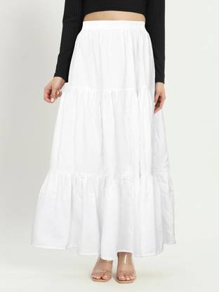 ADITIENTERPTISE Printed Women Straight White Skirt