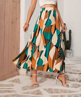 ZWERLON Printed Women Flared Multicolor Skirt