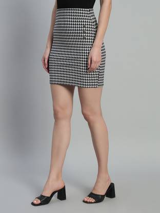 Doil Domec Graphic Print Women Pencil Black Skirt