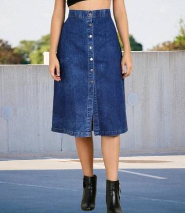 AKSHA CREATION Solid Women A-line Dark Blue Skirt