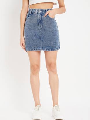 DRAPE AND DAZZLE Solid Women Regular Blue Skirt