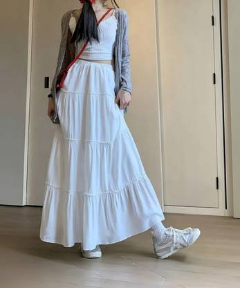 skart Floral Print Women Flared White Skirt
