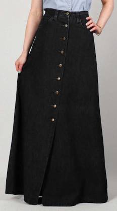 ts fashion Solid Women A-line Black Skirt